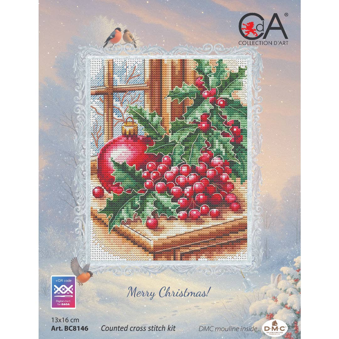 Kit de Ponto de Cruz Collection D'Art "Azevinho de Natal" - BC8146
