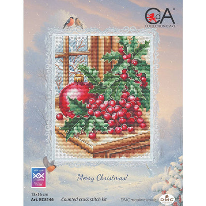Kit de Ponto de Cruz Collection D'Art "Azevinho de Natal" - BC8146