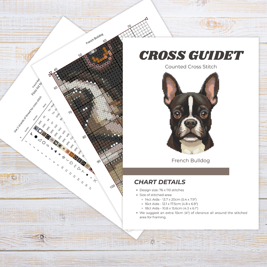 Patrón de Punto de Cruz "Bulldog Francés" - CrossGuidetPatterns