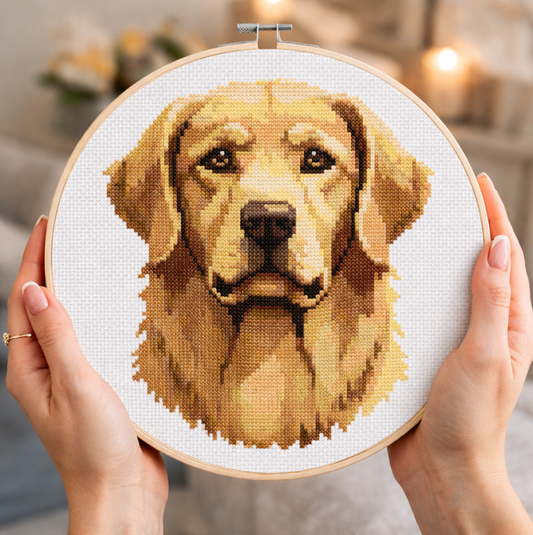 Patrón de Punto de Cruz "Golden Retriever" - CrossGuidetPatterns