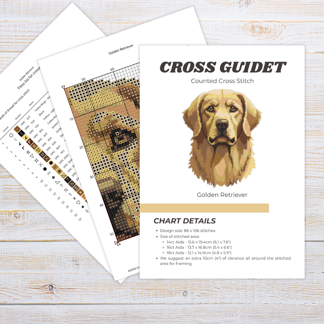 Patrón de Punto de Cruz "Golden Retriever" - CrossGuidetPatterns