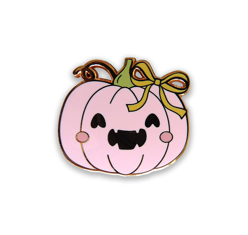 Imán para agujas de Letsititch con diseño de calabaza rosa sonriente con efecto de oro rosa