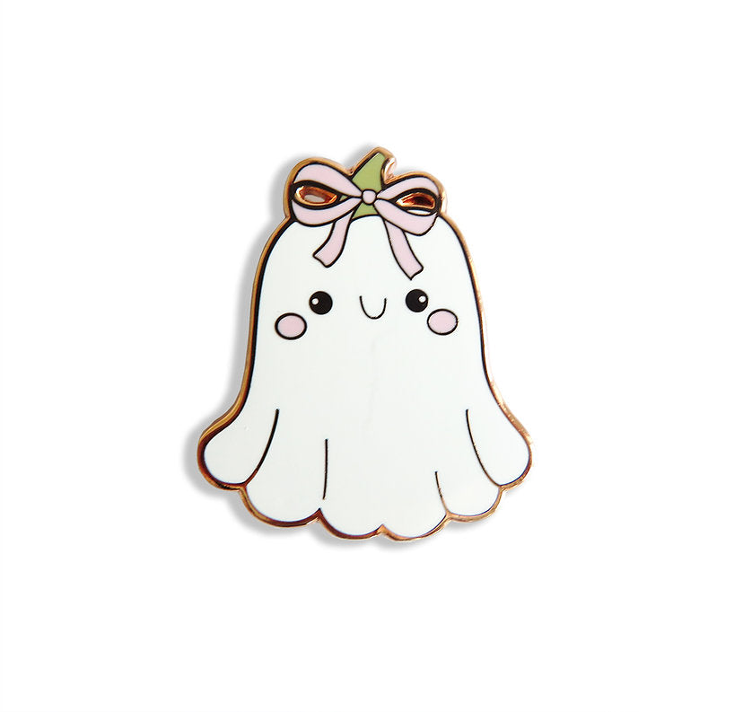 Imán para agujas de bordado con diseño de adorable fantasma con un lazo rosa de Letistitch