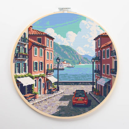 Patrón de Punto de Cruz "Puerto Italiano" - CrossGuidetPatterns