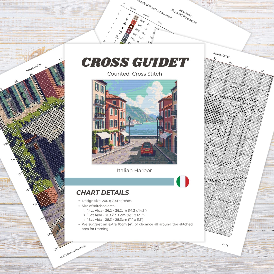 Patrón de Punto de Cruz "Puerto Italiano" - CrossGuidetPatterns