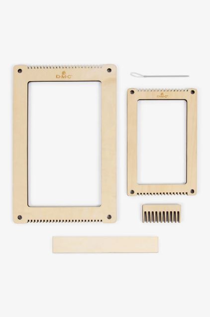 Set de telares de madera DMC con accesorios para tejer pulseras, posavasos y bolsitas