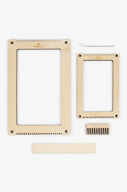 Set de telares de madera DMC con accesorios para tejer pulseras, posavasos y bolsitas