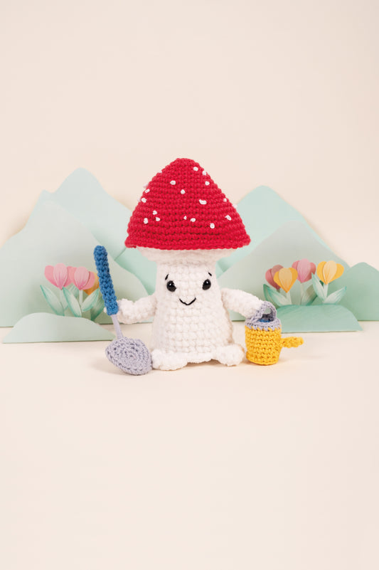Kit de amigurumi DMC Seta Jardinera Garden Life con hilos Happy Cotton y Happy Chenille, incluye relleno, ganchillo y todos los accesorios necesarios.