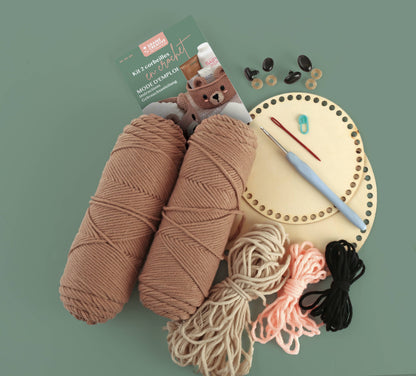 Kit de Crochet 2 Cestas Oso con Base de Madera - Graine Créative