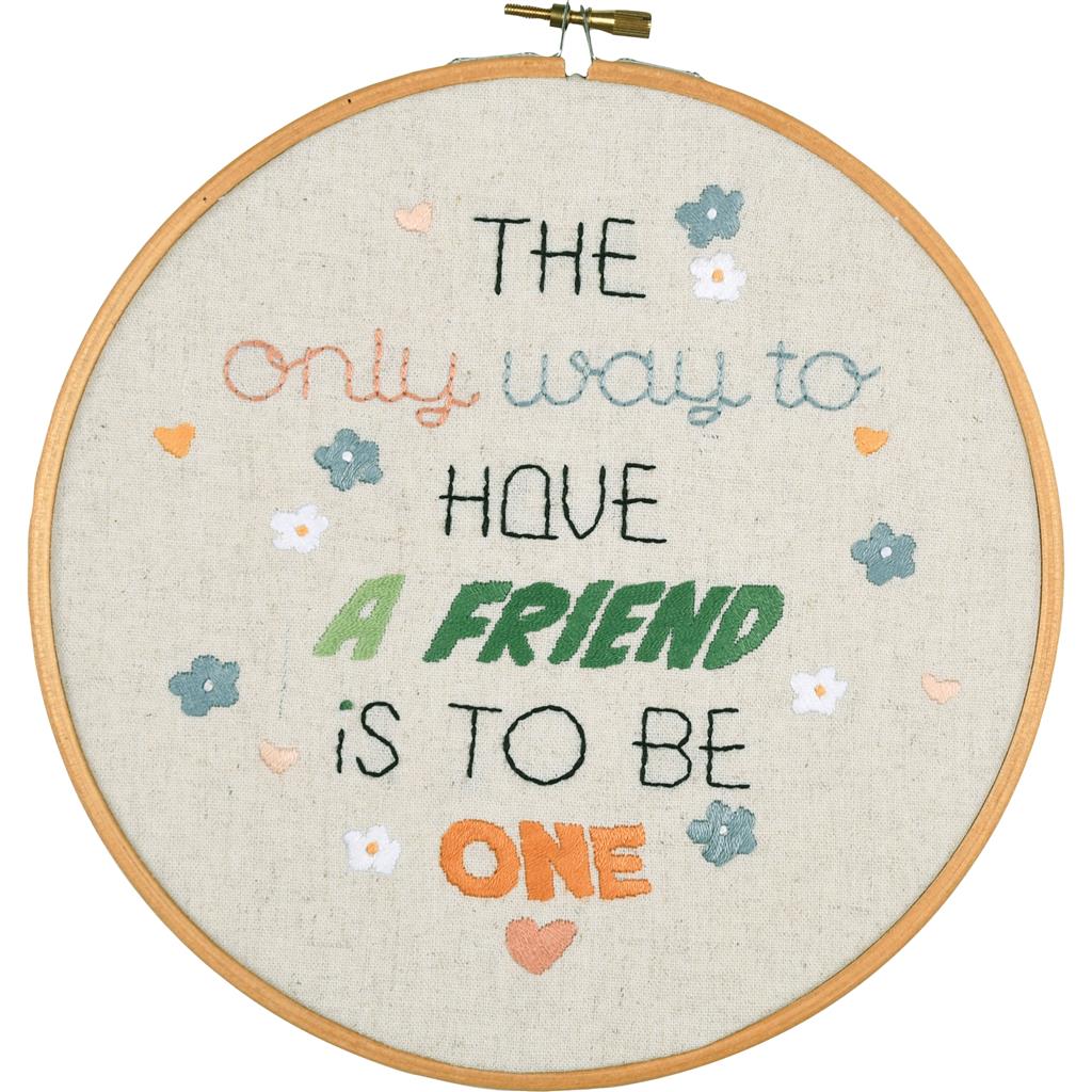 Kit de Bordado Vervaco "A Friendly Quote" con Bastidor 20 cm