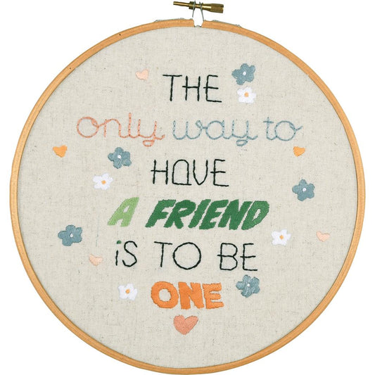 Kit de Bordado Vervaco "A Friendly Quote" con Bastidor 20 cm