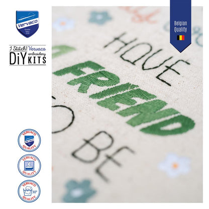 Kit de Bordado Vervaco "A Friendly Quote" con Bastidor 20 cm