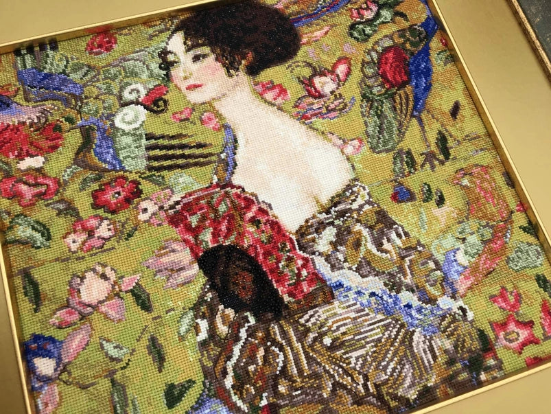 Kit de Punto de Cruz Riolis "Dama con Abanico de G. Klimt" - 1226