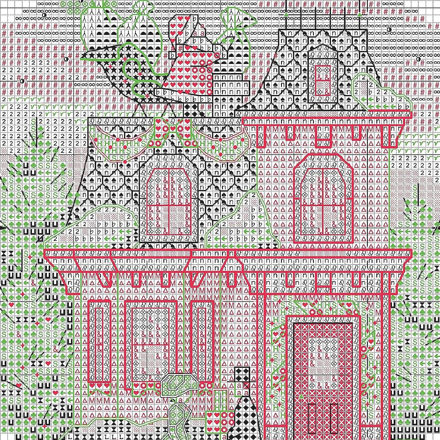 Kit Adornos en Punto de Cruz "Pueblo Navideño" - Dimensions: Gold Collection