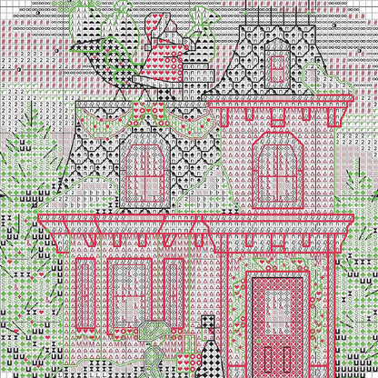 Kit Adornos en Punto de Cruz "Pueblo Navideño" - Dimensions: Gold Collection