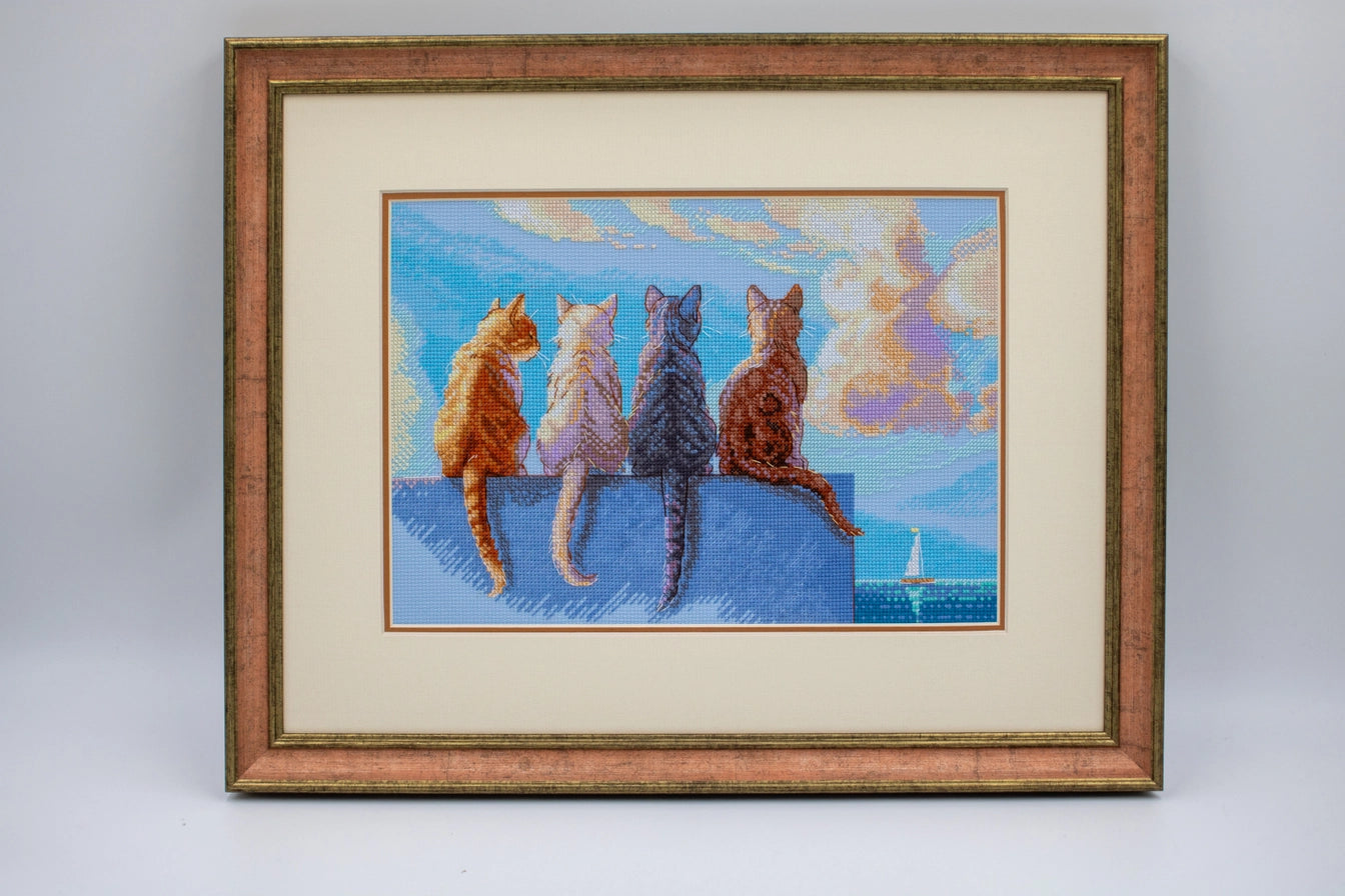 Kit de Punto de Cruz Aine "Gatos junto al mar" - A1034