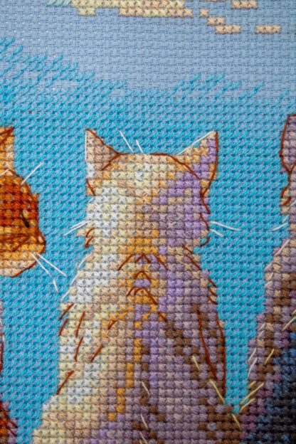 Kit de Punto de Cruz Aine "Gatos junto al mar" - A1034