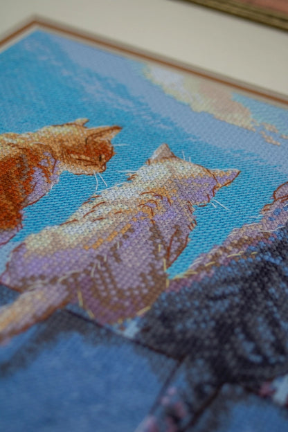 Kit de Punto de Cruz Aine "Gatos junto al mar" - A1034