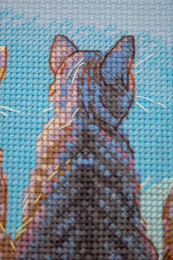 Kit de Punto de Cruz Aine "Gatos junto al mar" - A1034