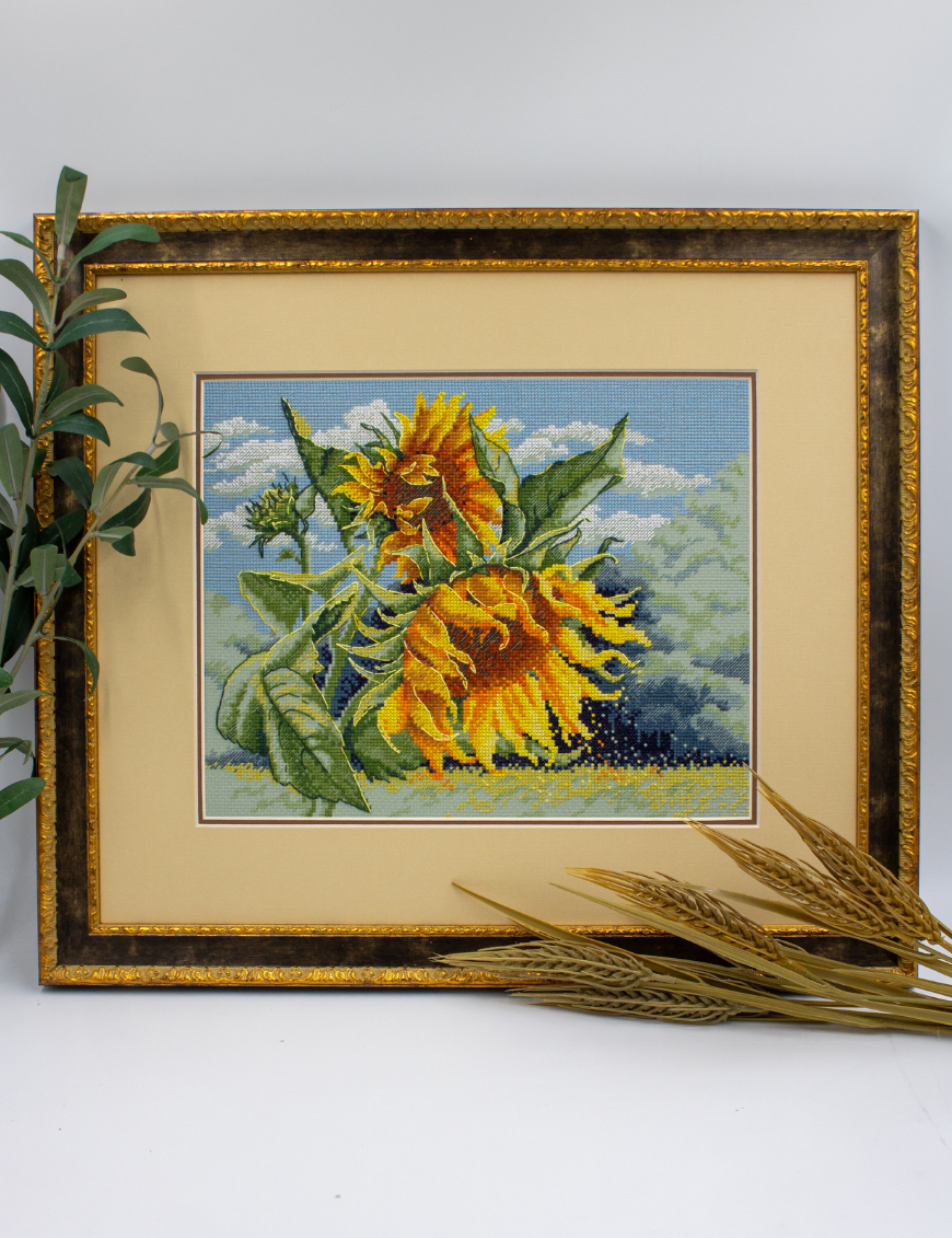 Kit de Punto de Cruz Aine "Girasoles al Viento" - A1033