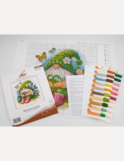 Kit de Punto de Cruz Aine "Gnomo Florido" - A1042