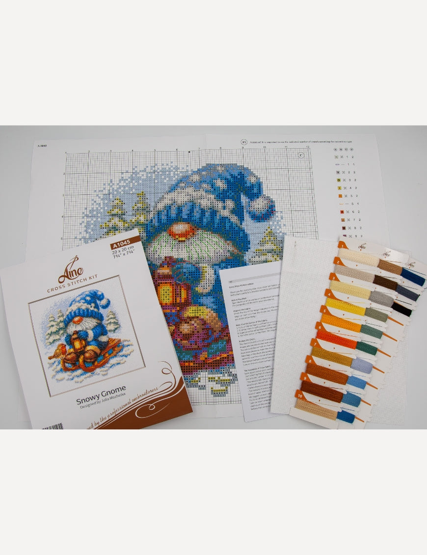 Kit de Punto de Cruz Aine "Gnomo Nevado" - A1045