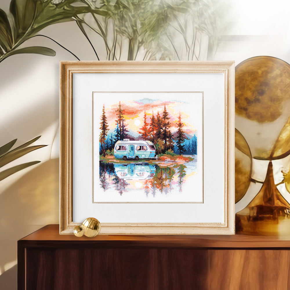 Kit de Punto de Cruz "Atardecer en el Lago" 70-11 Magic Needle