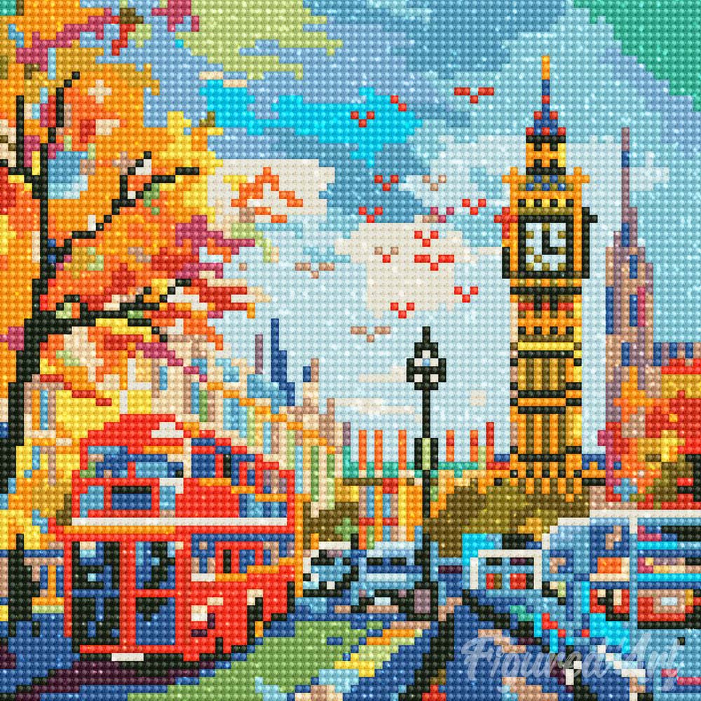 Kit de Punto Diamante Figured’Art "Otoño en Londres" 25×25 cm