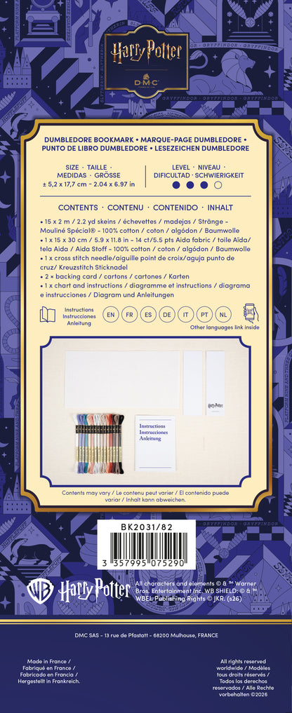 Kit de Punto de Cruz Harry Potter DMC "Marcapáginas Dumbledore" - BK2031