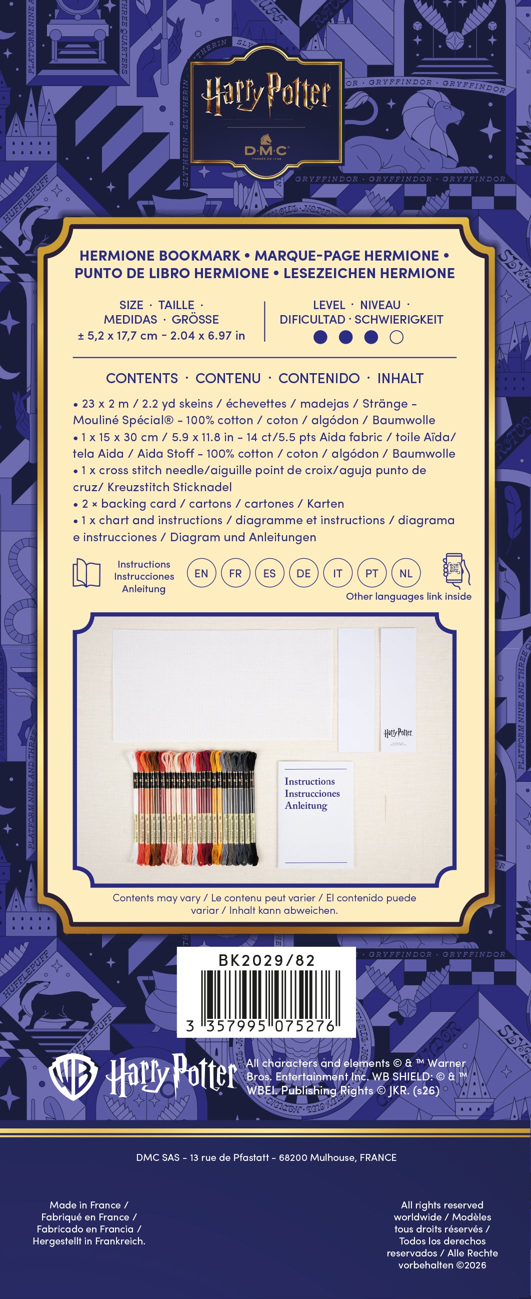 Kit de Punto de Cruz Harry Potter DMC "Marcapáginas Hermione" - BK2029