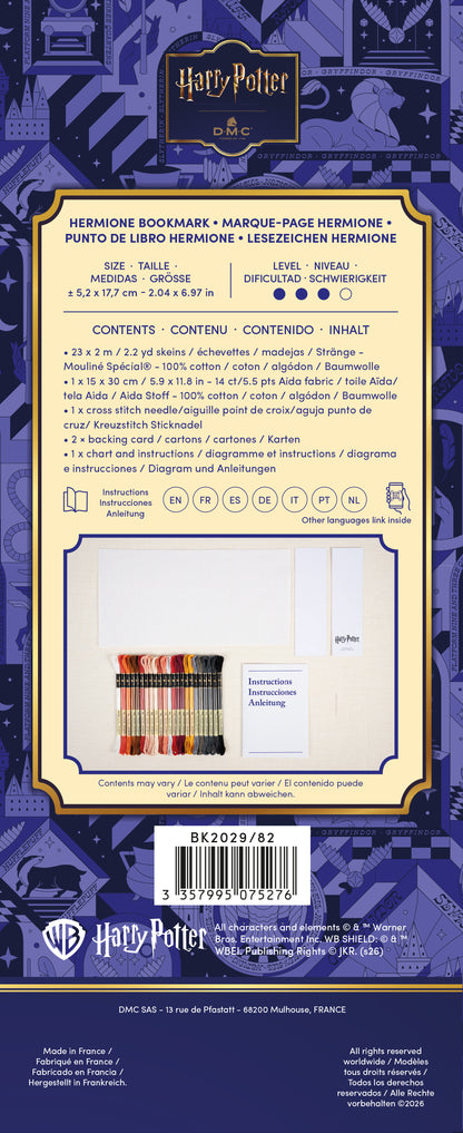Kit de Punto de Cruz Harry Potter DMC "Marcapáginas Hermione" - BK2029