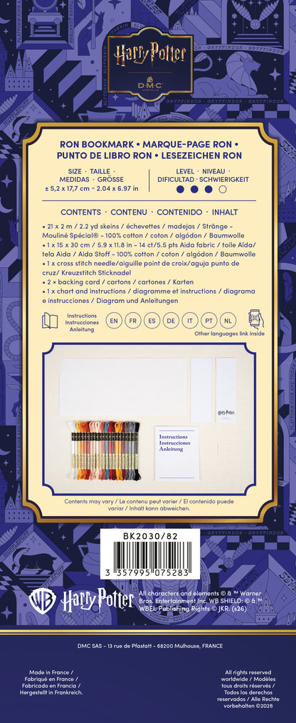 Kit de Punto de Cruz Harry Potter DMC "Marcapáginas Ron" - BK2030