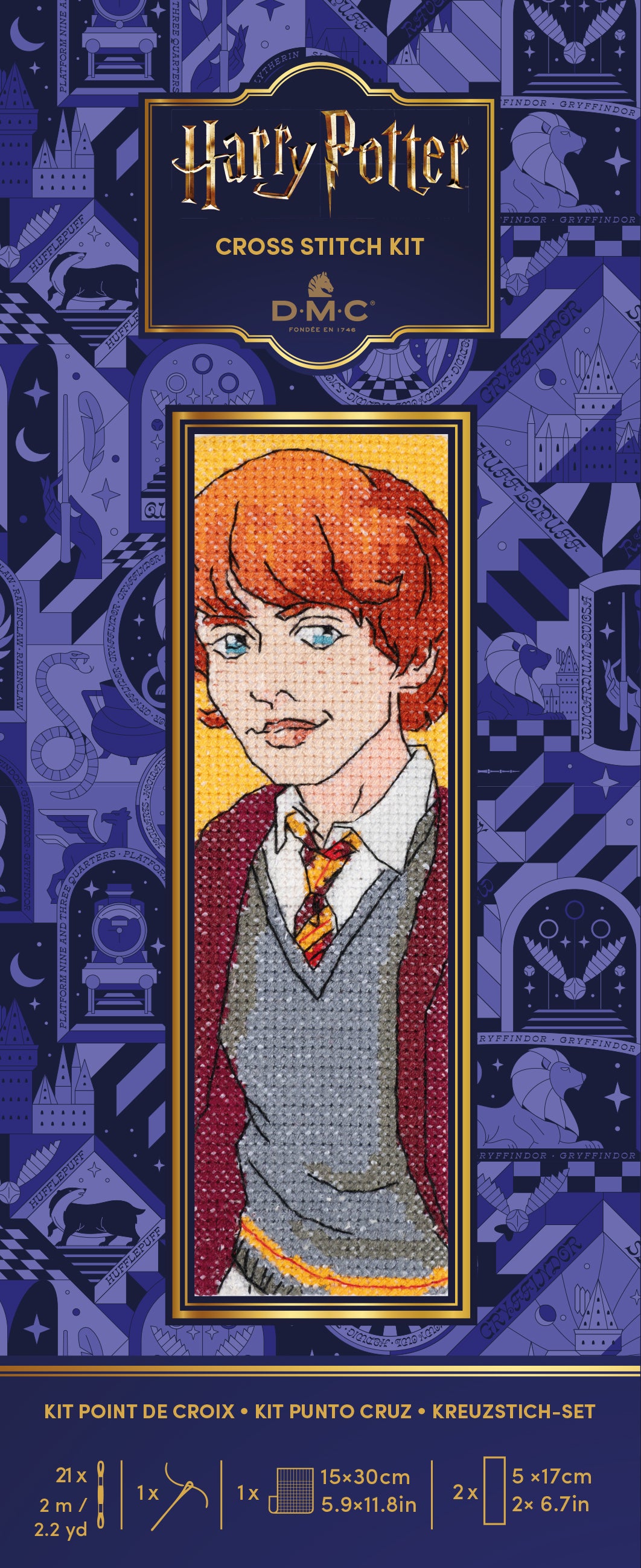 Kit de Punto de Cruz Harry Potter DMC "Marcapáginas Ron" - BK2030