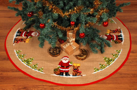 Kit de punto de cruz falda árbol de Navidad con Papá Noel y reno – Vervaco PN-0007343