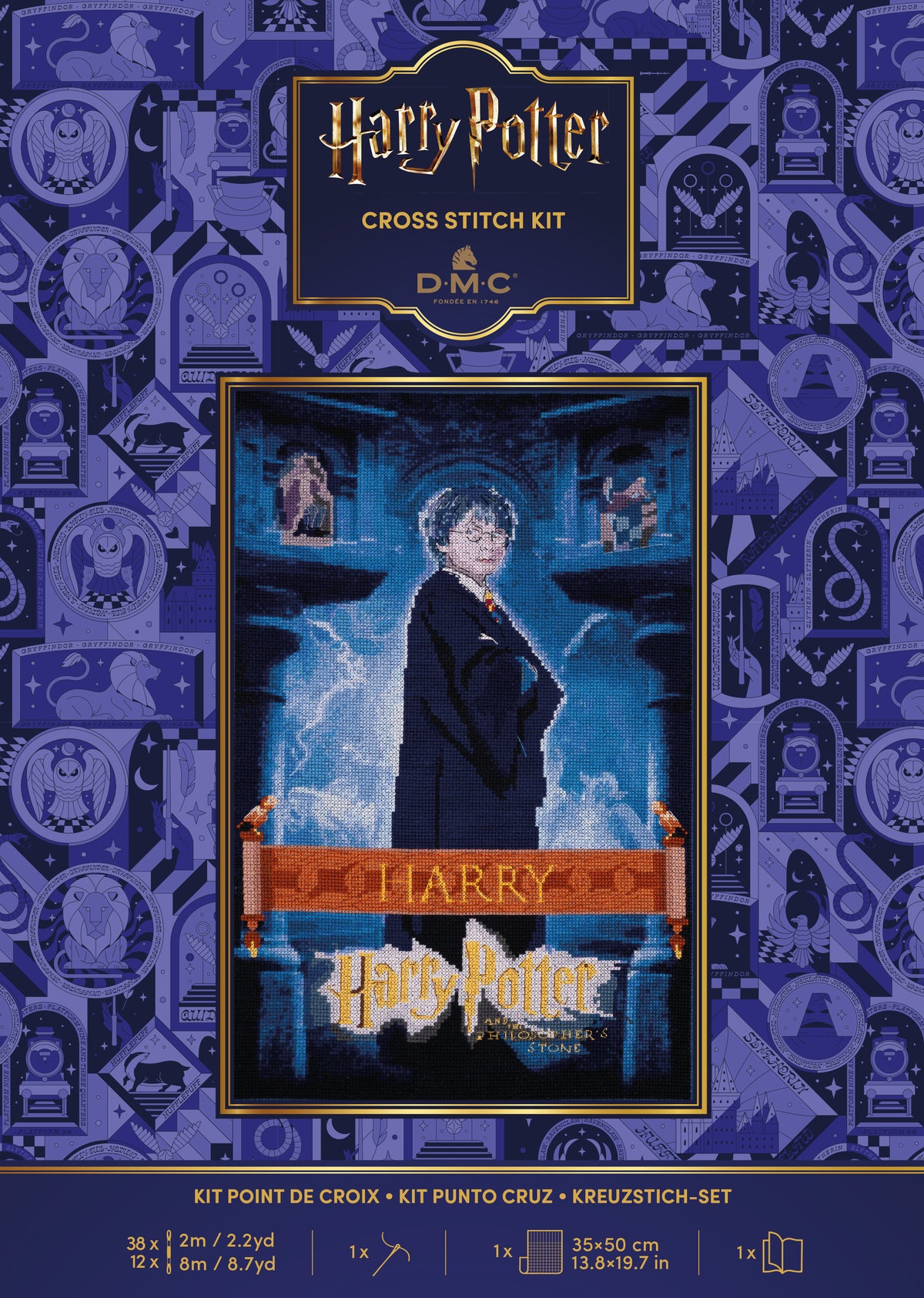 Kit de Punto de Cruz Harry Potter DMC "Póster La Piedra Filosofal" - BK2026