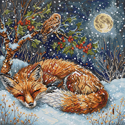Kit de punto de cruz Letistitch “Frosted Dreams” con escena invernal detallada, 39 colores de hilo y tela Aida blanca 16ct de alta calidad.
