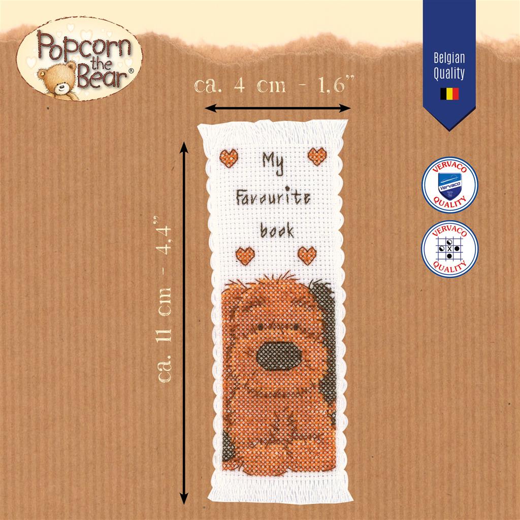 Kit Marcapáginas en Punto de Cruz "Popcorn Biscuit" – Vervaco