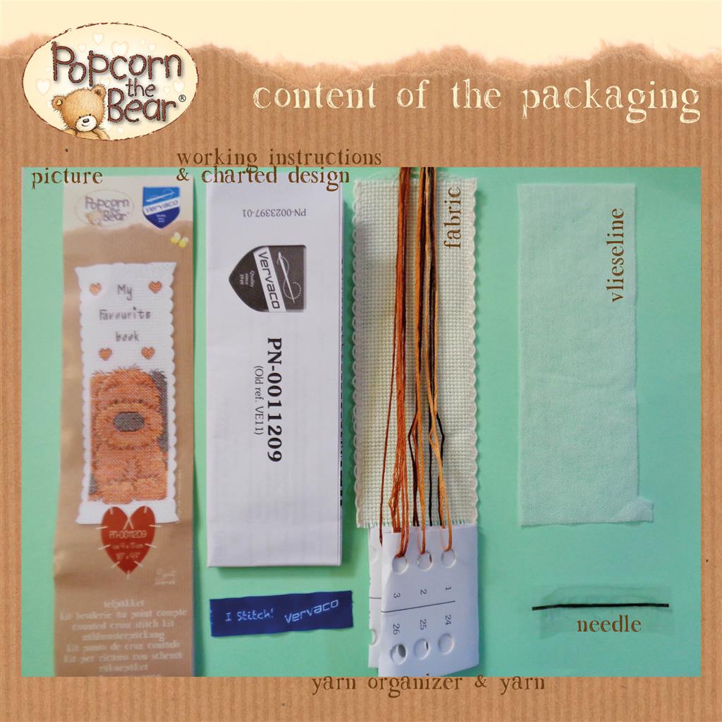 Kit Marcapáginas en Punto de Cruz "Popcorn Biscuit" – Vervaco