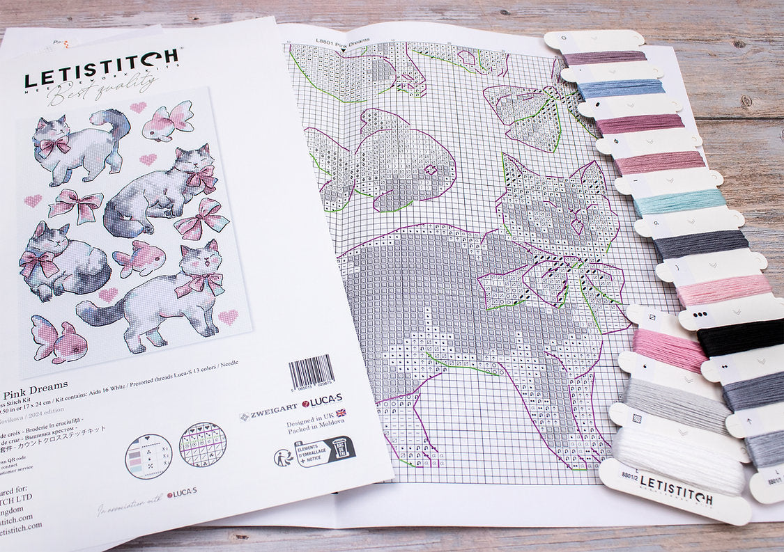 Kit de Punto de Cruz Letistitch "Pink Dreams" - L8801