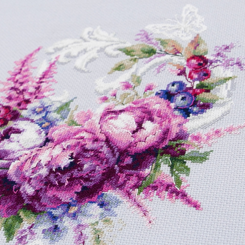 Kit de Punto de Cruz "Purple Silk Peonies" 70-04 Magic Needle