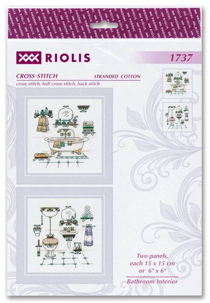 Kit 2 en 1 de Punto de Cruz Riolis "Interior Baño" - 1737