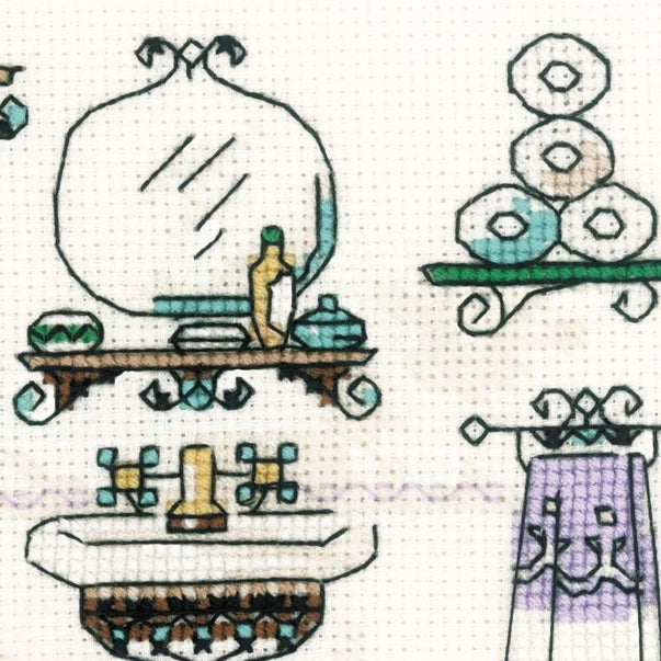 Kit 2 en 1 de Punto de Cruz Riolis "Interior Baño" - 1737