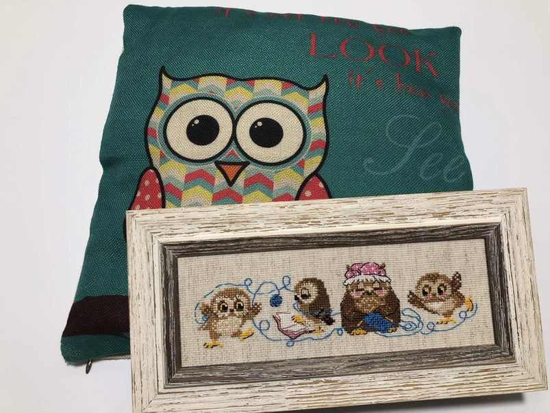 Kit de Punto de Cruz Riolis "La Familia de Búhos" - 1936