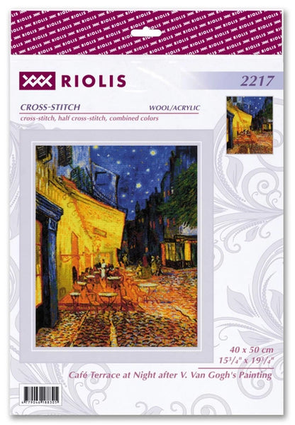 Kit de Punto de Cruz Riolis "Terraza de Café por la Noche de Van Gogh" - 2217