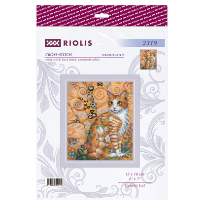 Kit de Punto de Cruz Riolis "Gato Dorado" - 2319