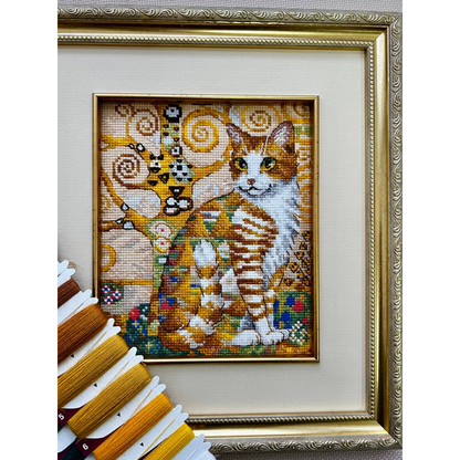 Kit de Punto de Cruz Riolis "Gato Dorado" - 2319