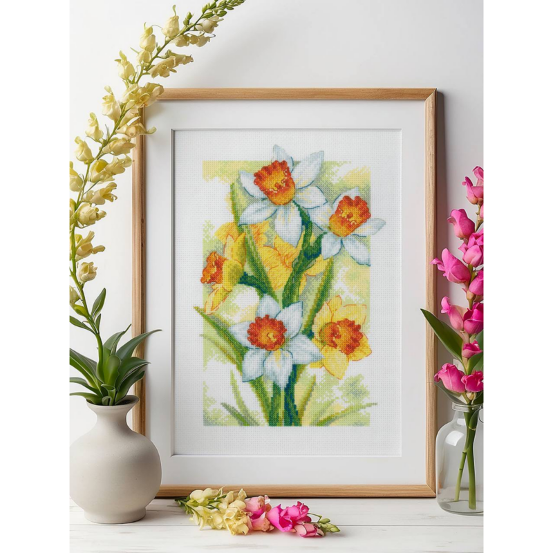 Kit de Punto de Cruz Riolis "Narcisos de Primavera" - 2189