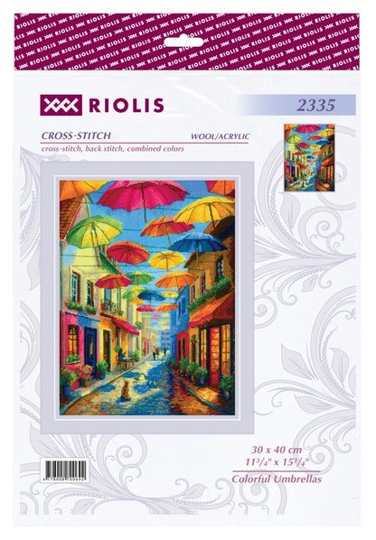 Kit de Punto de Cruz Riolis "Paraguas coloridos" - 2335
