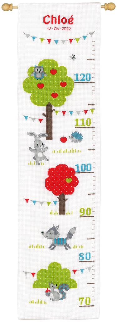 Kit punto de cruz tallímetro animales del bosque personalizable con nombre de 70 a 130 cm – Vervaco PN-0165442