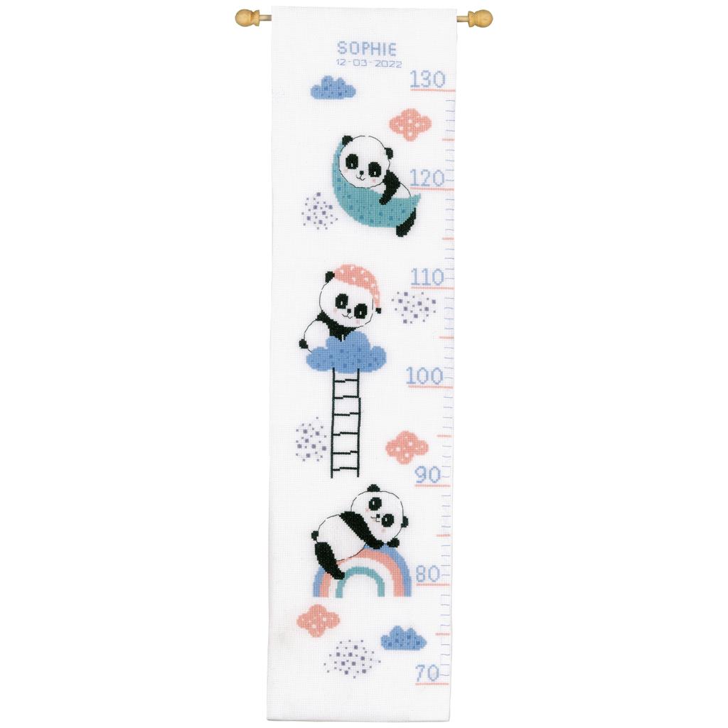 Kit punto de cruz tallímetro infantil pandas pastel personalizable de 70 a 130 cm – Vervaco PN-0191629